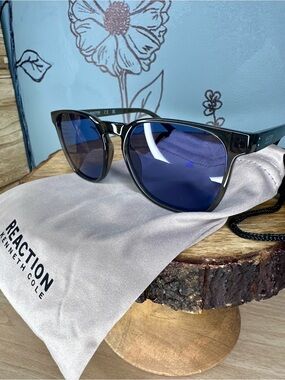 Reaction Kenneth Cole Black Frame Sunglasses with Blue Lenses